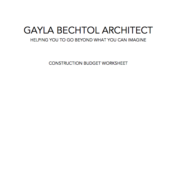 Construction Budget Worksheet