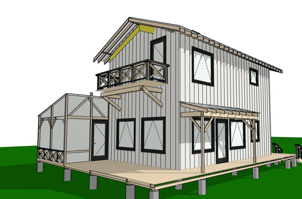 3D rendering cabin santa fe architect Gayla Bechtol