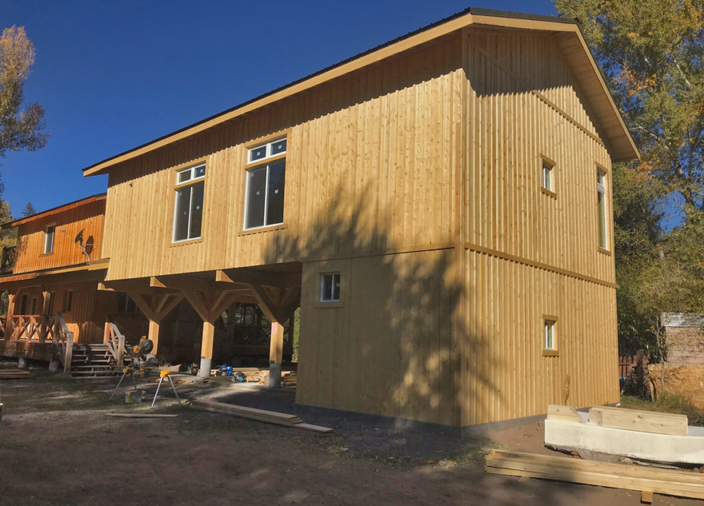 Wooden clad extension to Colorado Cabin